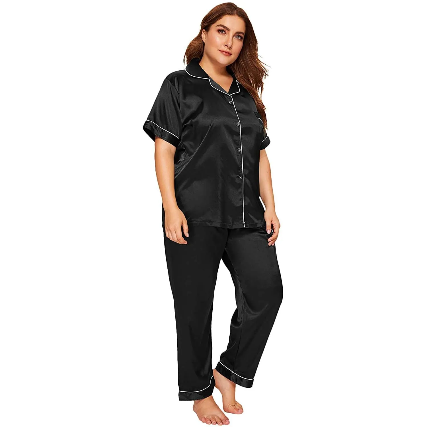 Plus Size Silk Pajama Set Or Women Best Silk PJS Top Pajamas Set Loungewear Set