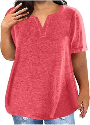 Plus Size Tops for Women 2025 Floral Print Summer V Neck Short Sleeve T Shirts Oversized Trendy Dressy Casual Blouses