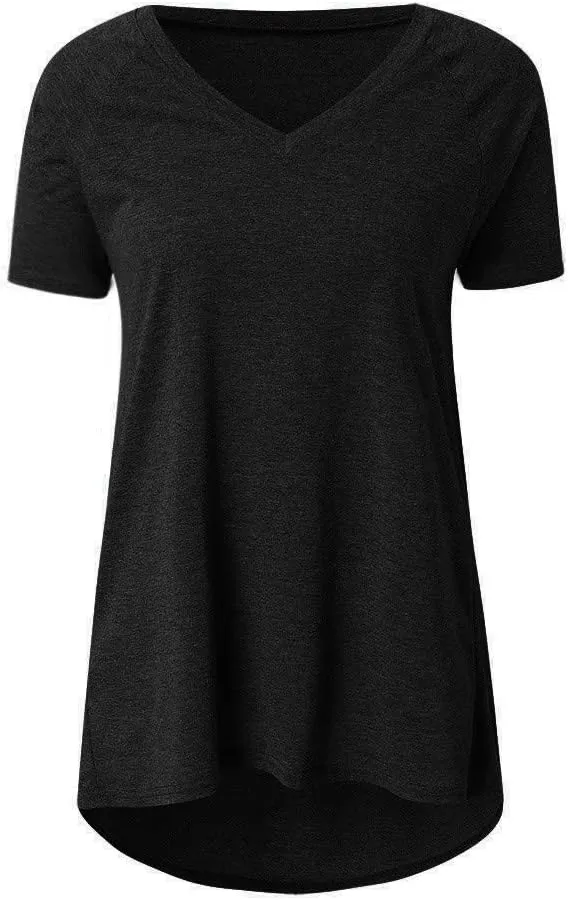 Plus Size Tunic Tops for Women Long Flowy Shirts for Leggings Short Sleeve V Neck/Crewneck Tees Blouse