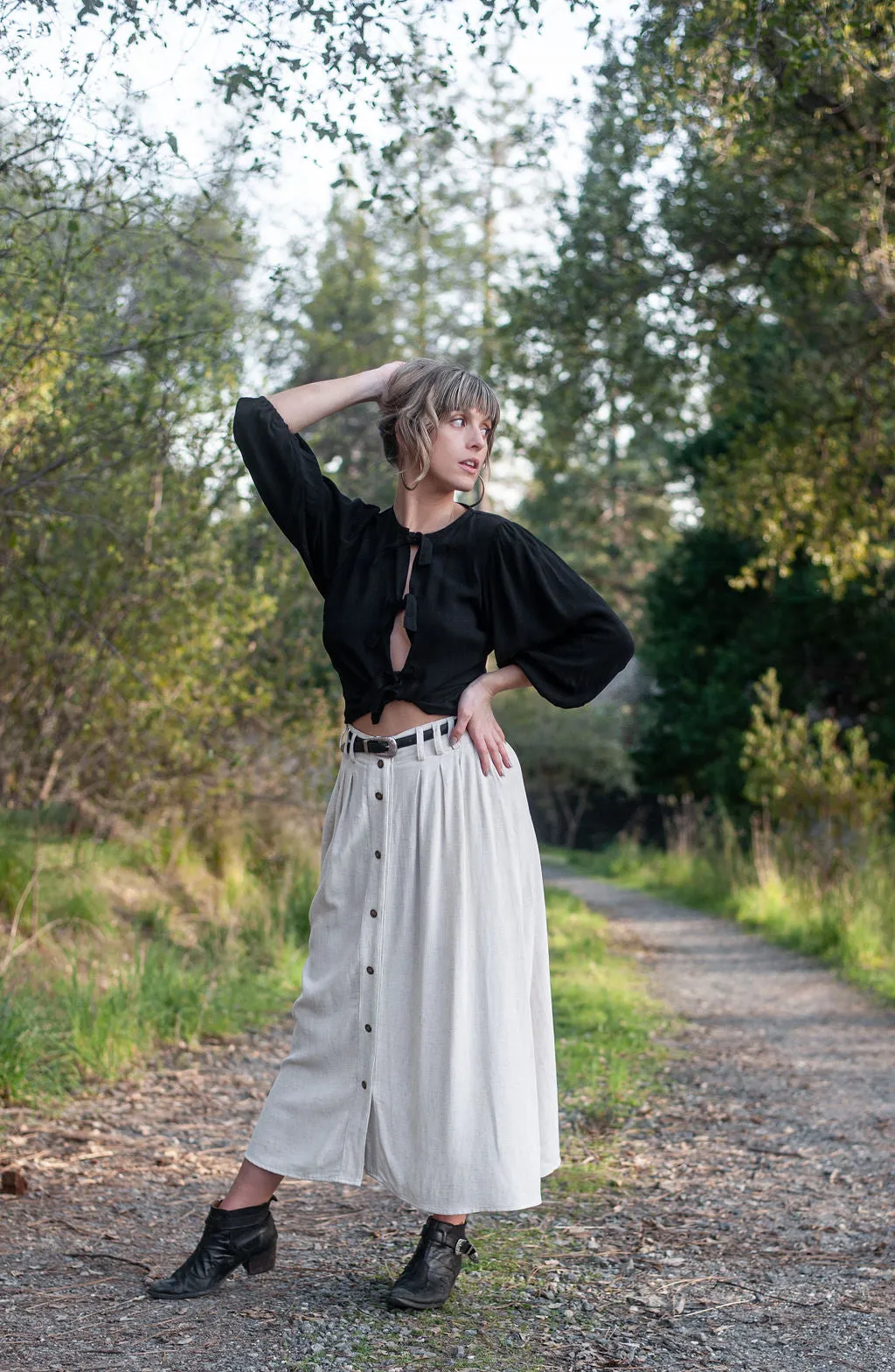 Poet Top in Black Cotton UVProtection