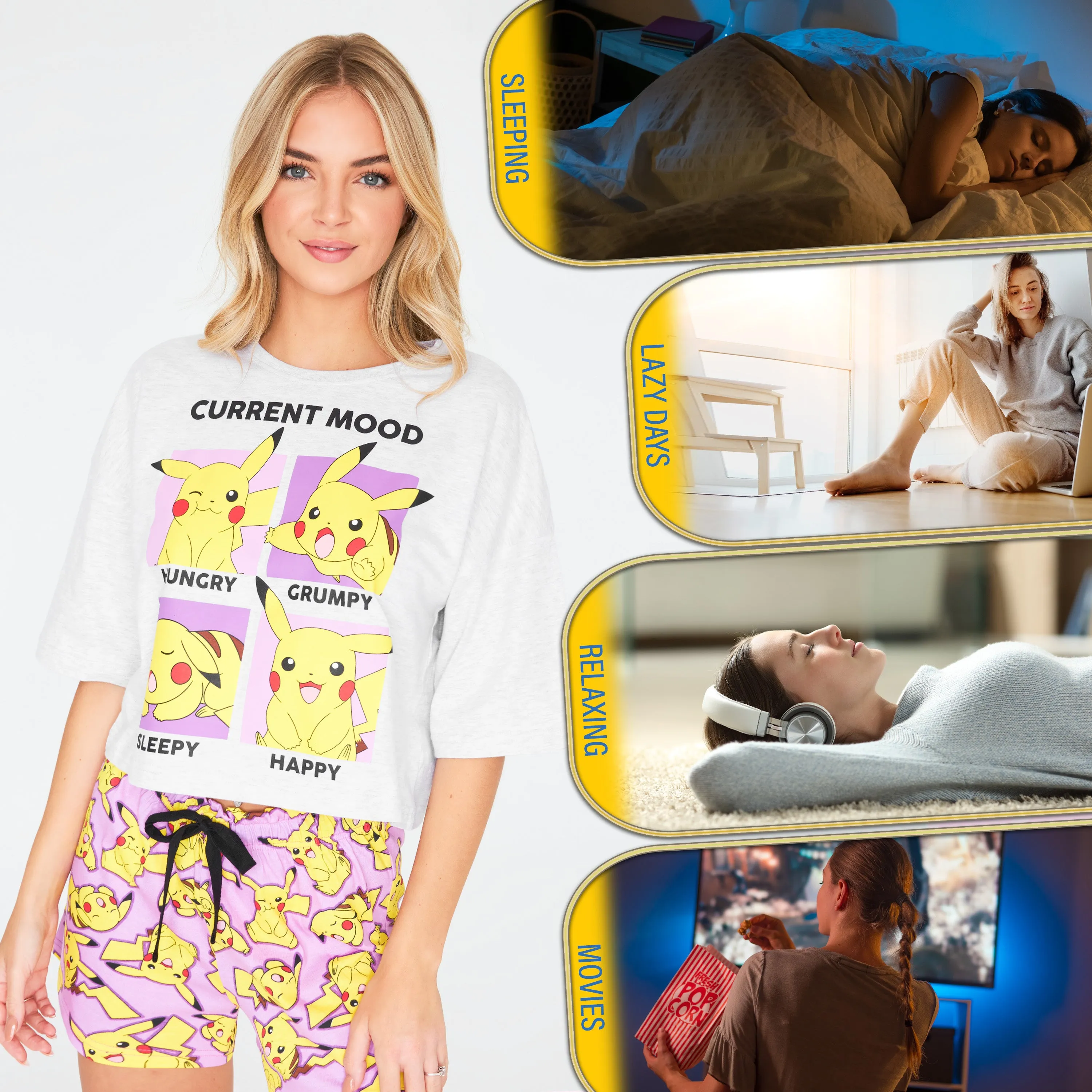 Pokemon Pyjamas for Women Teenagers Summer Pikachu Ladies Lounge Wear Sets