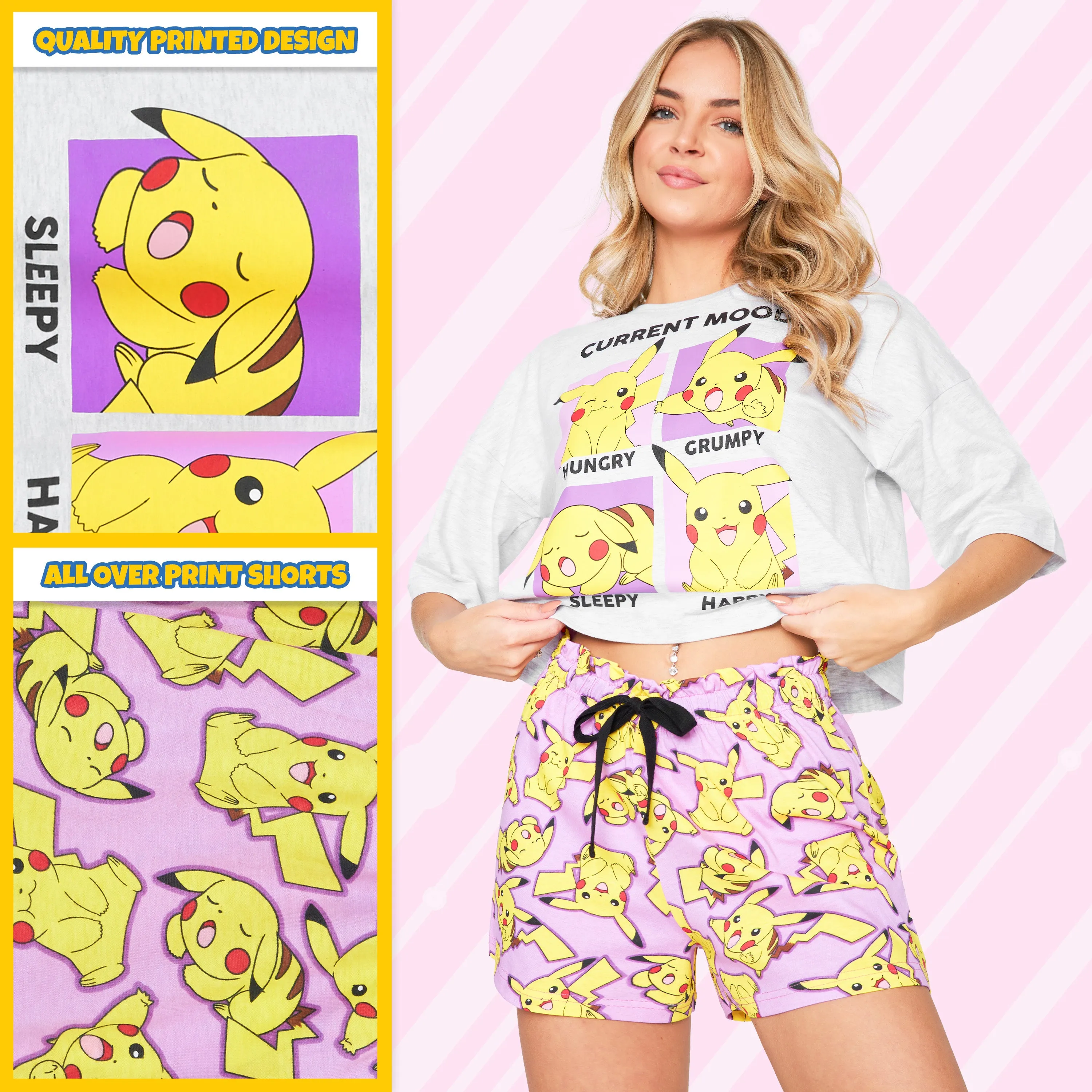 Pokemon Pyjamas for Women Teenagers Summer Pikachu Ladies Lounge Wear Sets