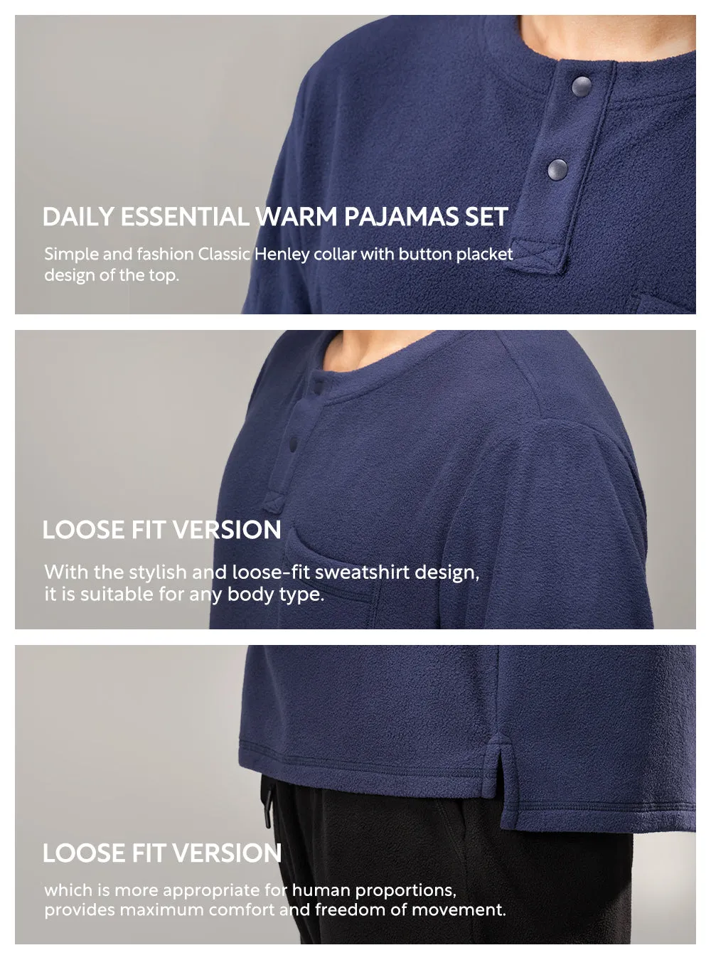 Polar Fleece Loose Fit Warm Pajamas Set