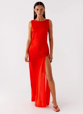 Sleek Comfort Evening-Wear Ramiro Maxi Dress - Red