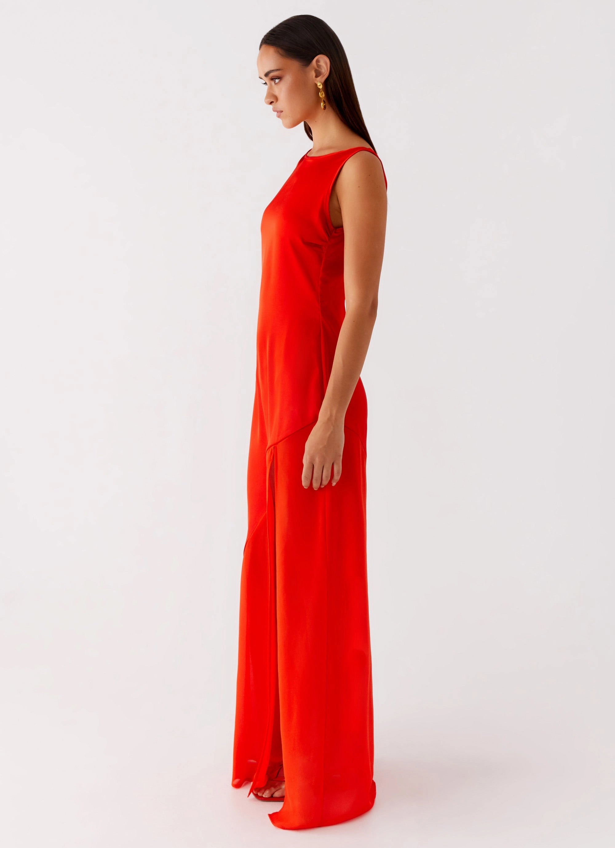 Ramiro Maxi Dress - Red Sleek Volume