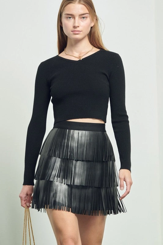 Polished Fit Desert Fringe Leather Skirt Dance Practice Maxi length