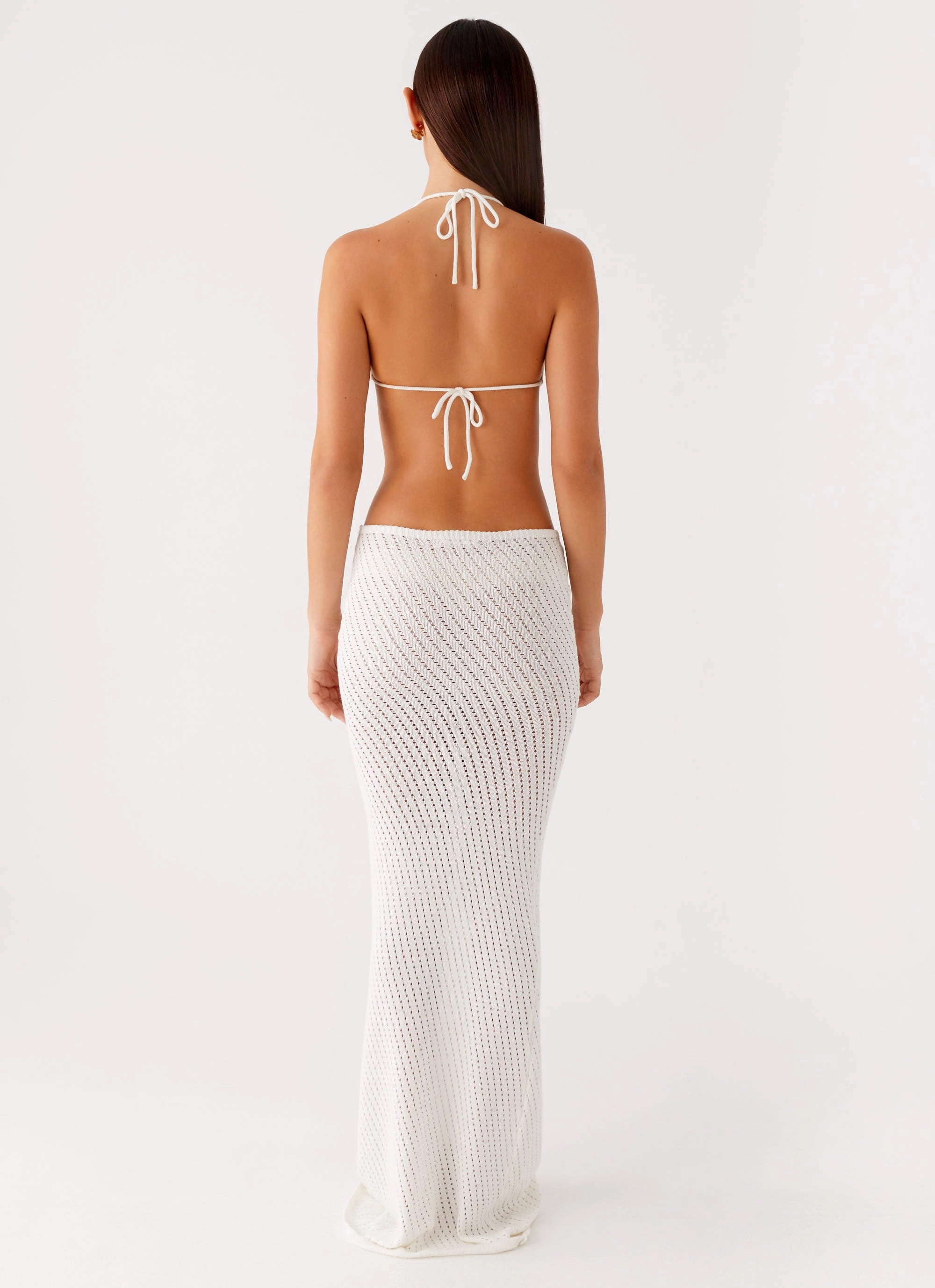 Caicos Crochet Maxi Dress - White Ribbed-Texture Body Confidence