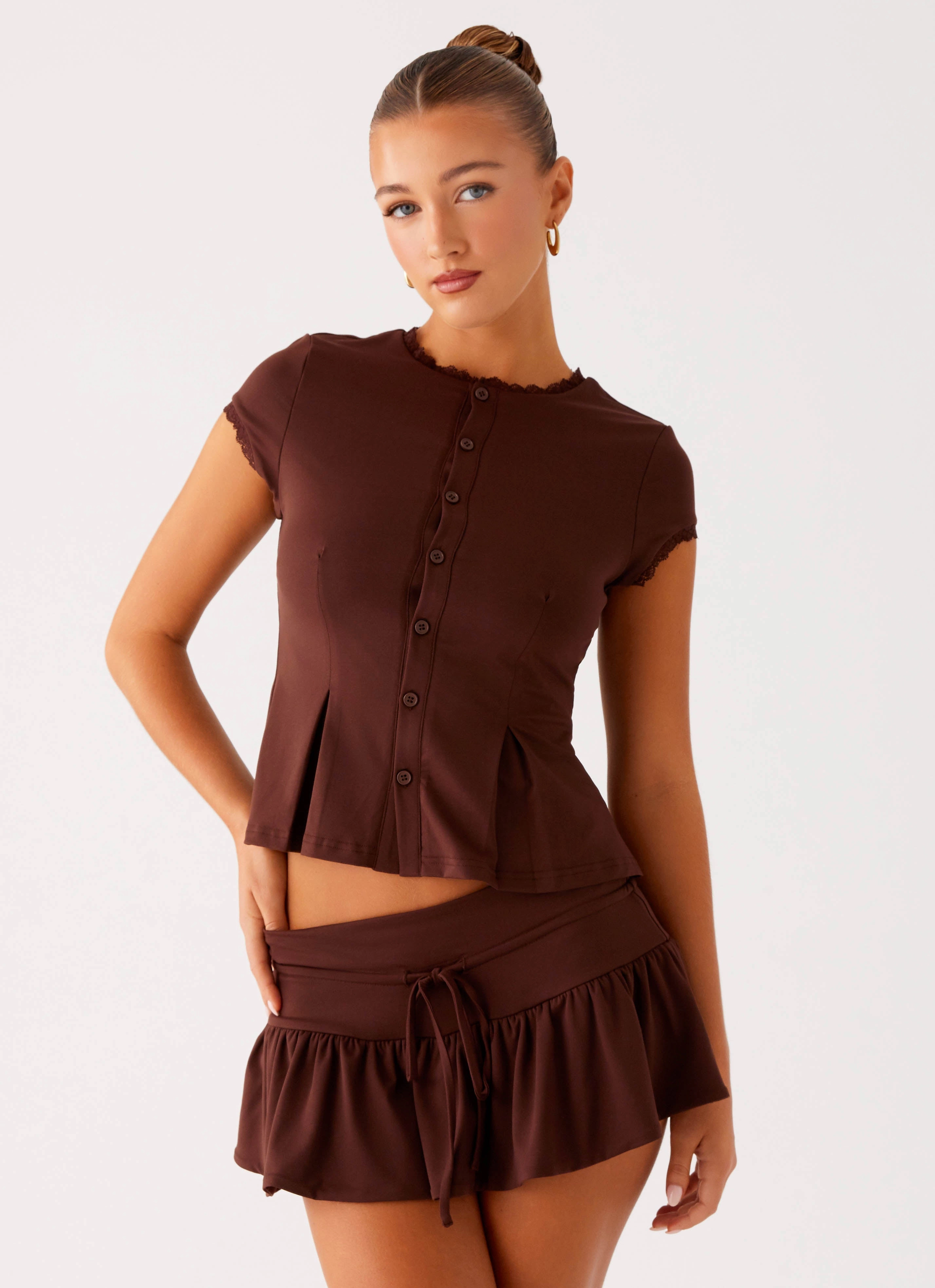 Thermoregulating Fabric Family Celebration Landon Mini Skort - Chocolate