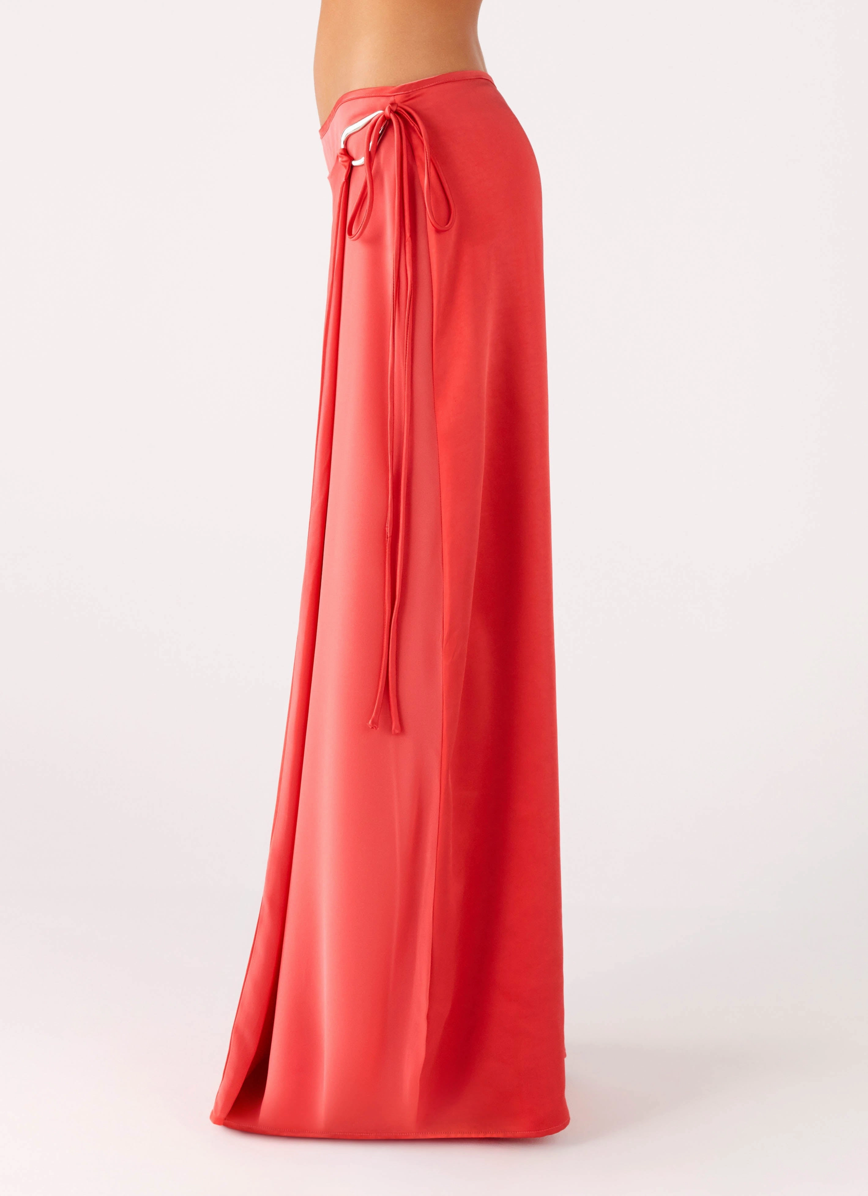 Tonal Look Pollie Wrap Maxi Skirt - Coral