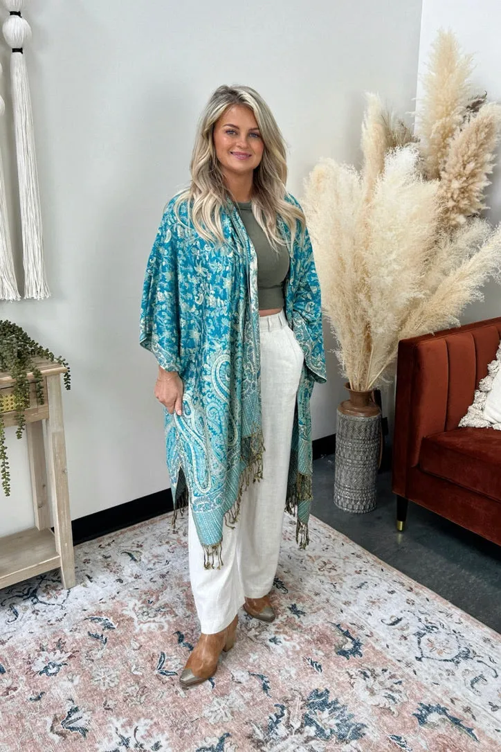 UltraLightweight MultiPanelDesign Pondicherry Woven Kimono