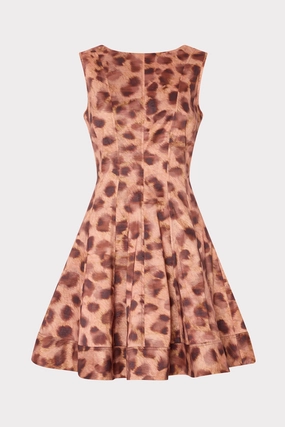 Poppy Leopard Print Taffeta Mini Dress Subtle Comfort Elegant Waistband Fit