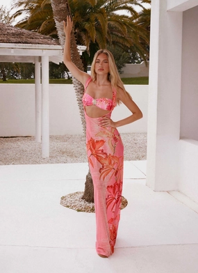 Sorella Maxi Dress - Tropical Pink Print summer breeze Sister Glow