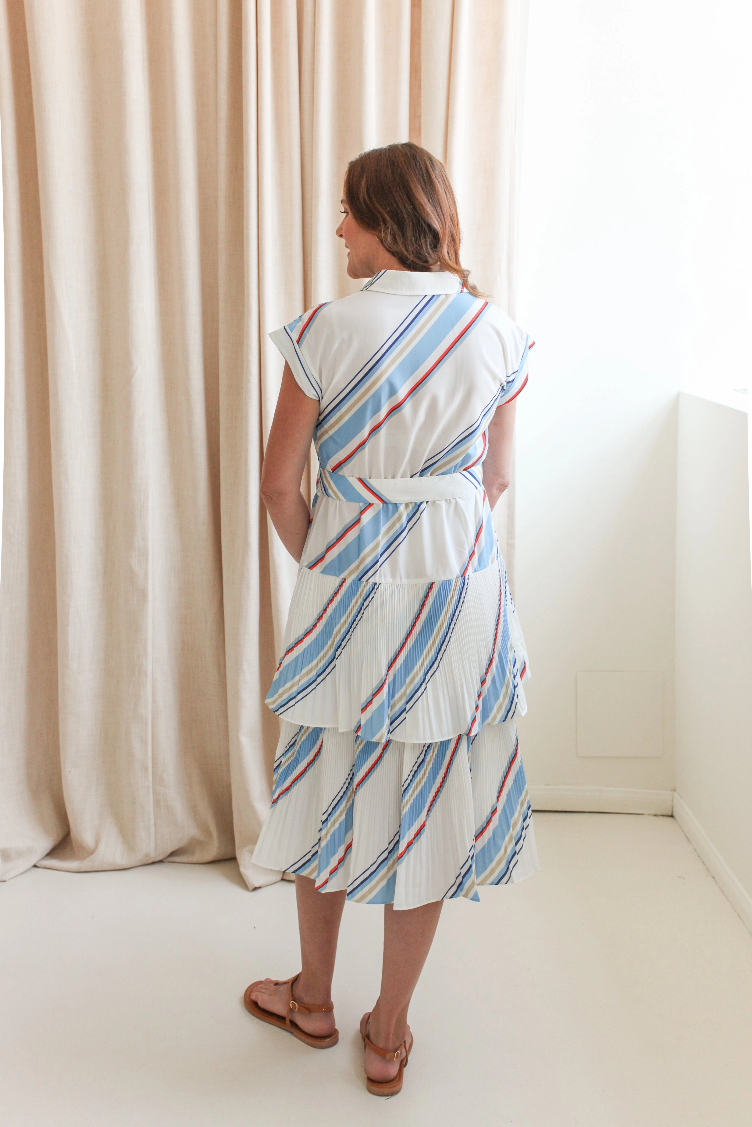 Porto Stripe Dress Wrap Charm Contemporary Design