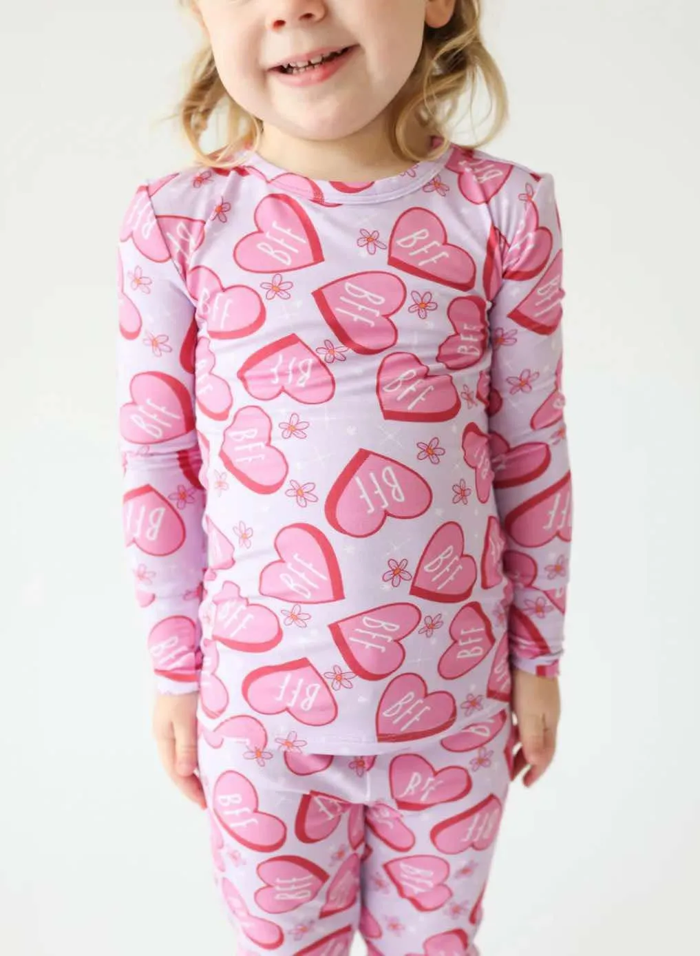 Posh Peanut Basic Long Sleeve Loungewear Pajama & Pants in BFF Besties