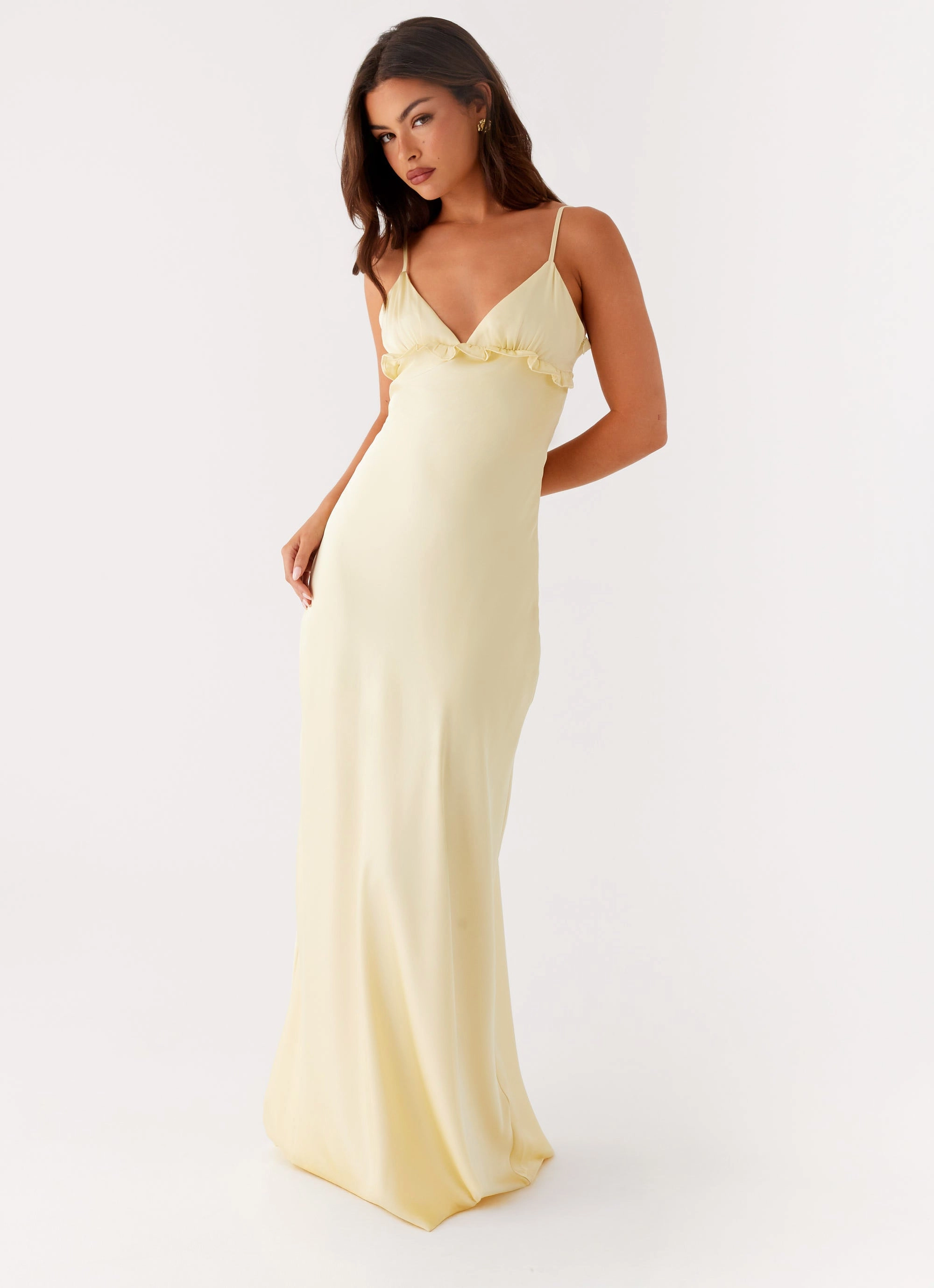 Bishop-Sleeve Elona Maxi Dress - Baby Yellow