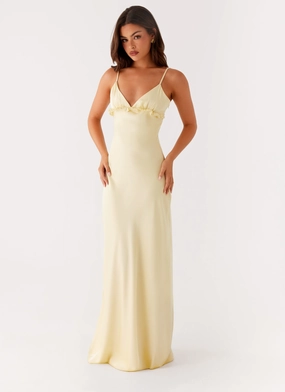 Elona Maxi Dress - Baby Yellow Sleek Look Ready Anytime