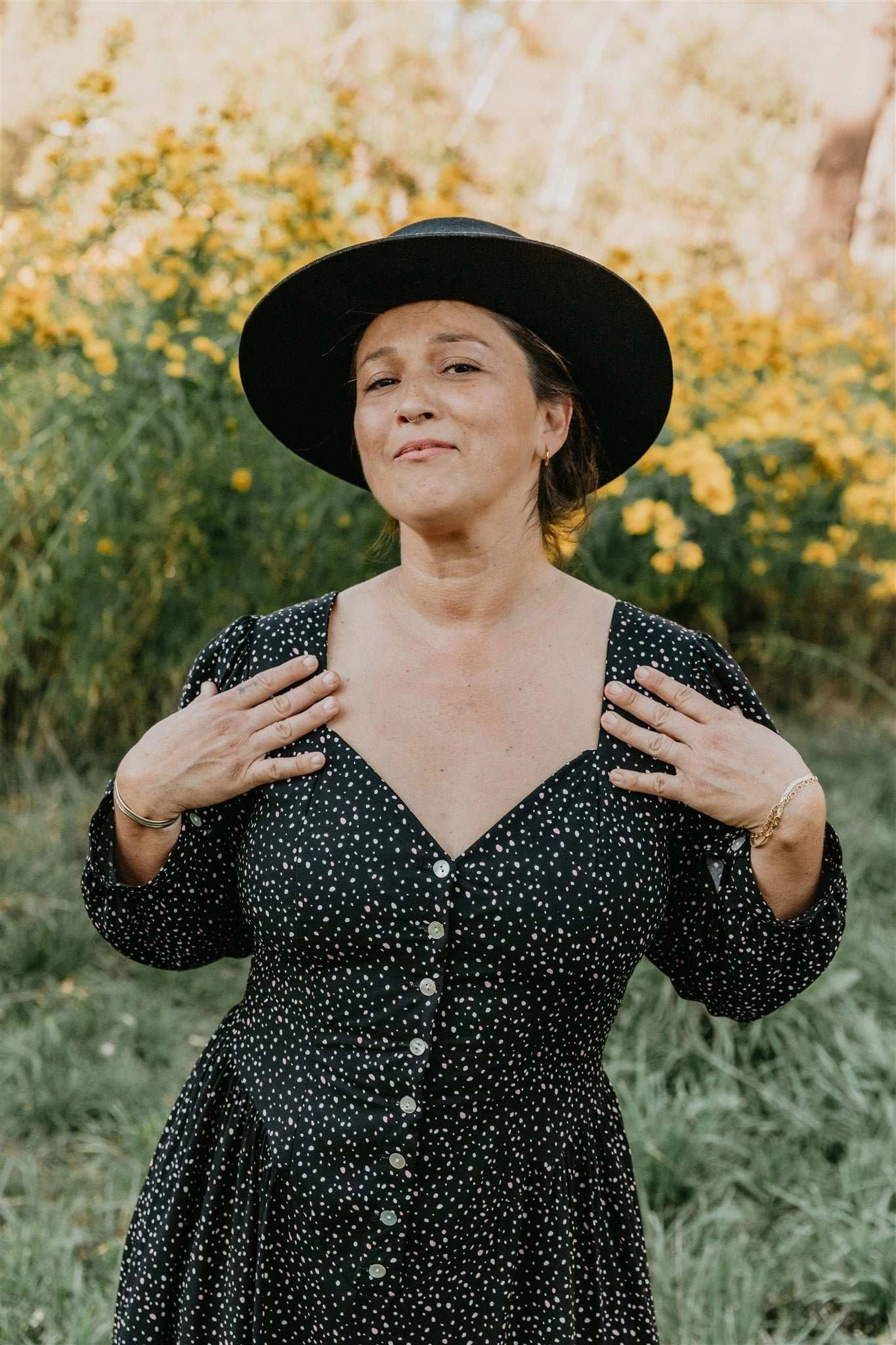 Seasonal Mood Prairie Dress in Black Dot