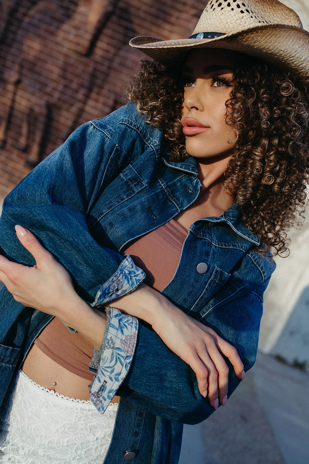 Stretch Fit Engineering LightweightTexture Prairie Drip Denim Jacket