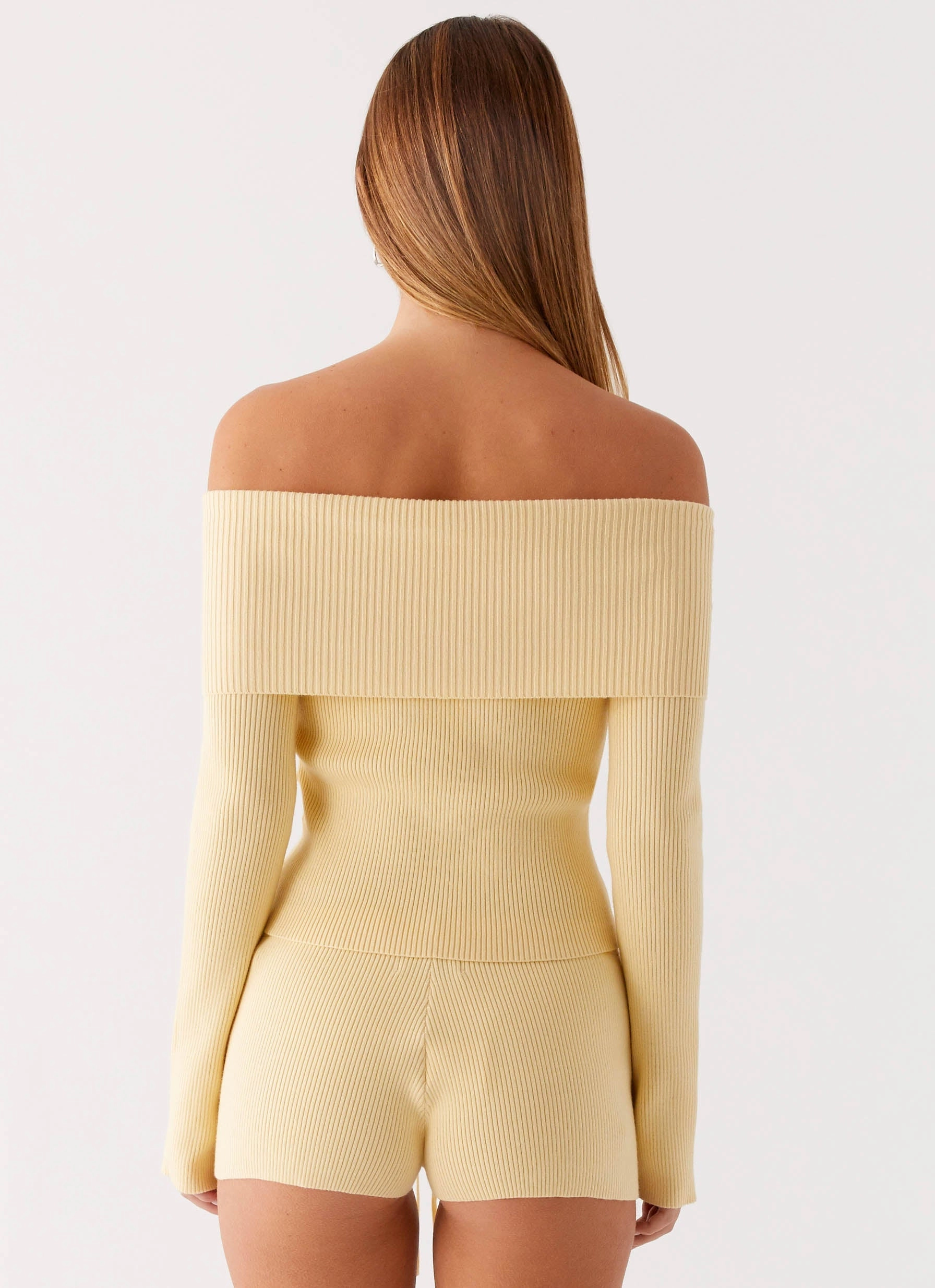 Muted Muse Knit Mini Short - Yellow Bold Design Flatlock Seam Technique