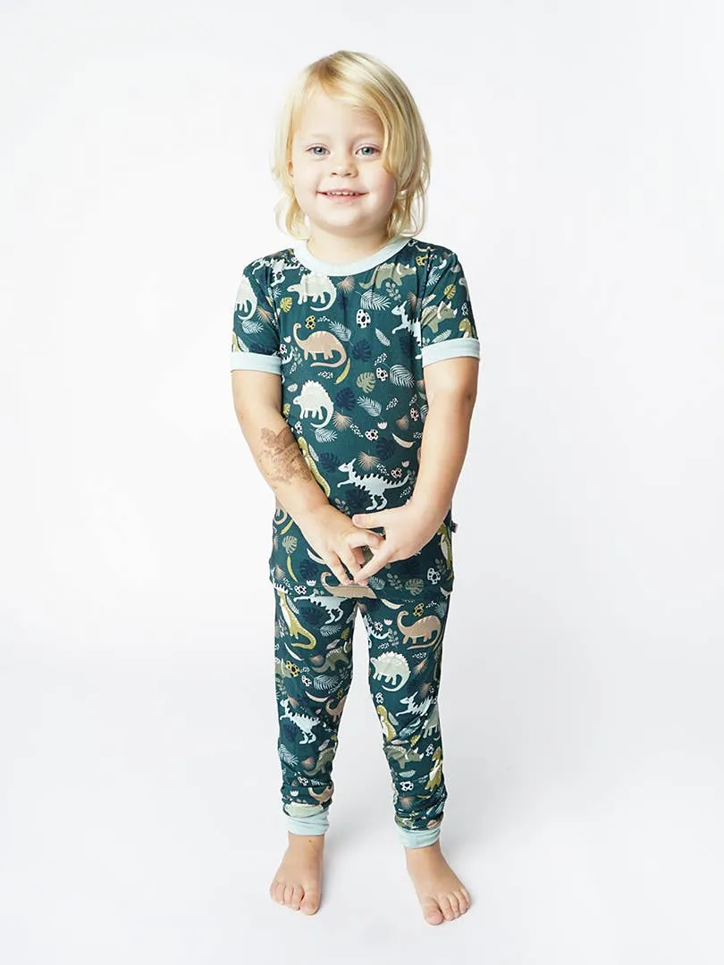 Prehistoric Friends Dinosaur Two-Piece Kids Bamboo Pajamas