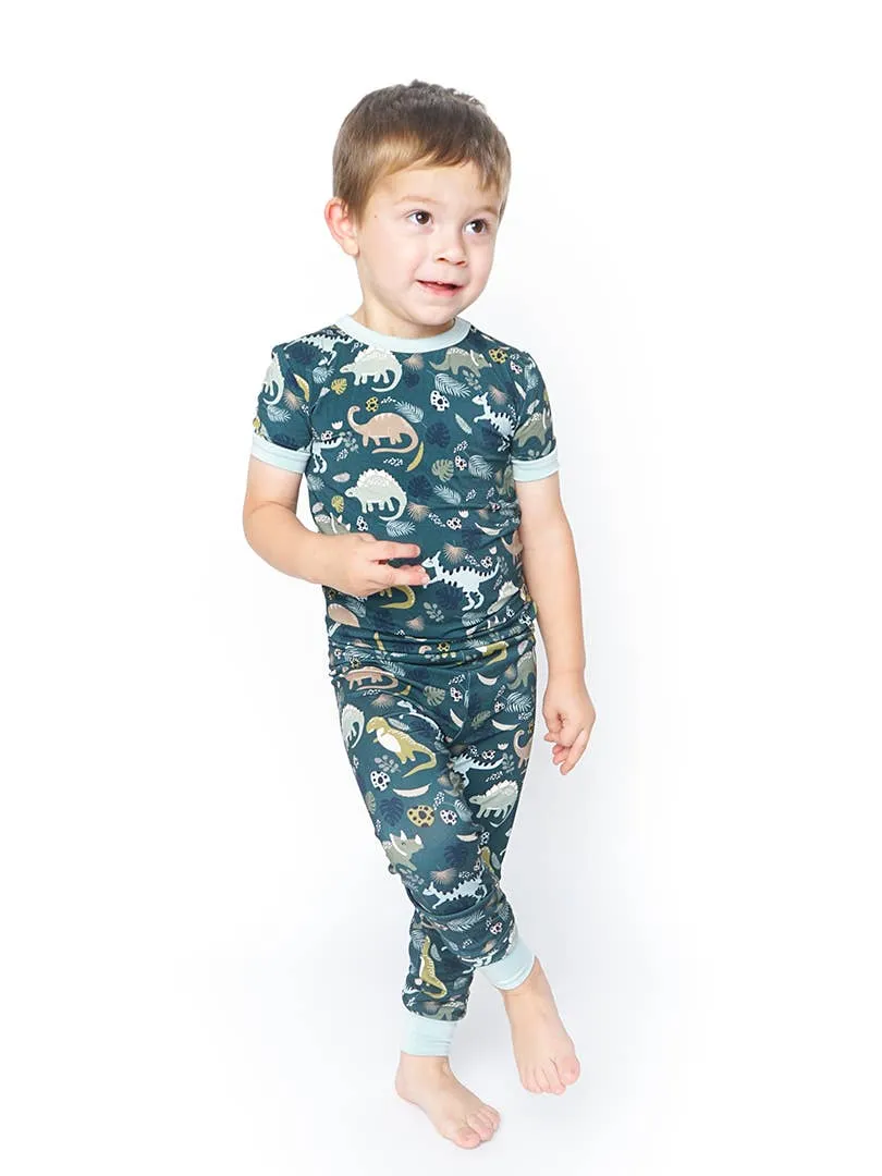 Prehistoric Friends Dinosaur Two-Piece Kids Bamboo Pajamas