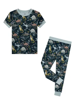 Prehistoric Friends Dinosaur Two-Piece Kids Bamboo Pajamas