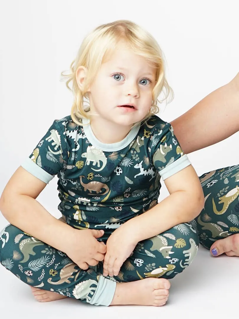 Prehistoric Friends Dinosaur Two-Piece Kids Bamboo Pajamas