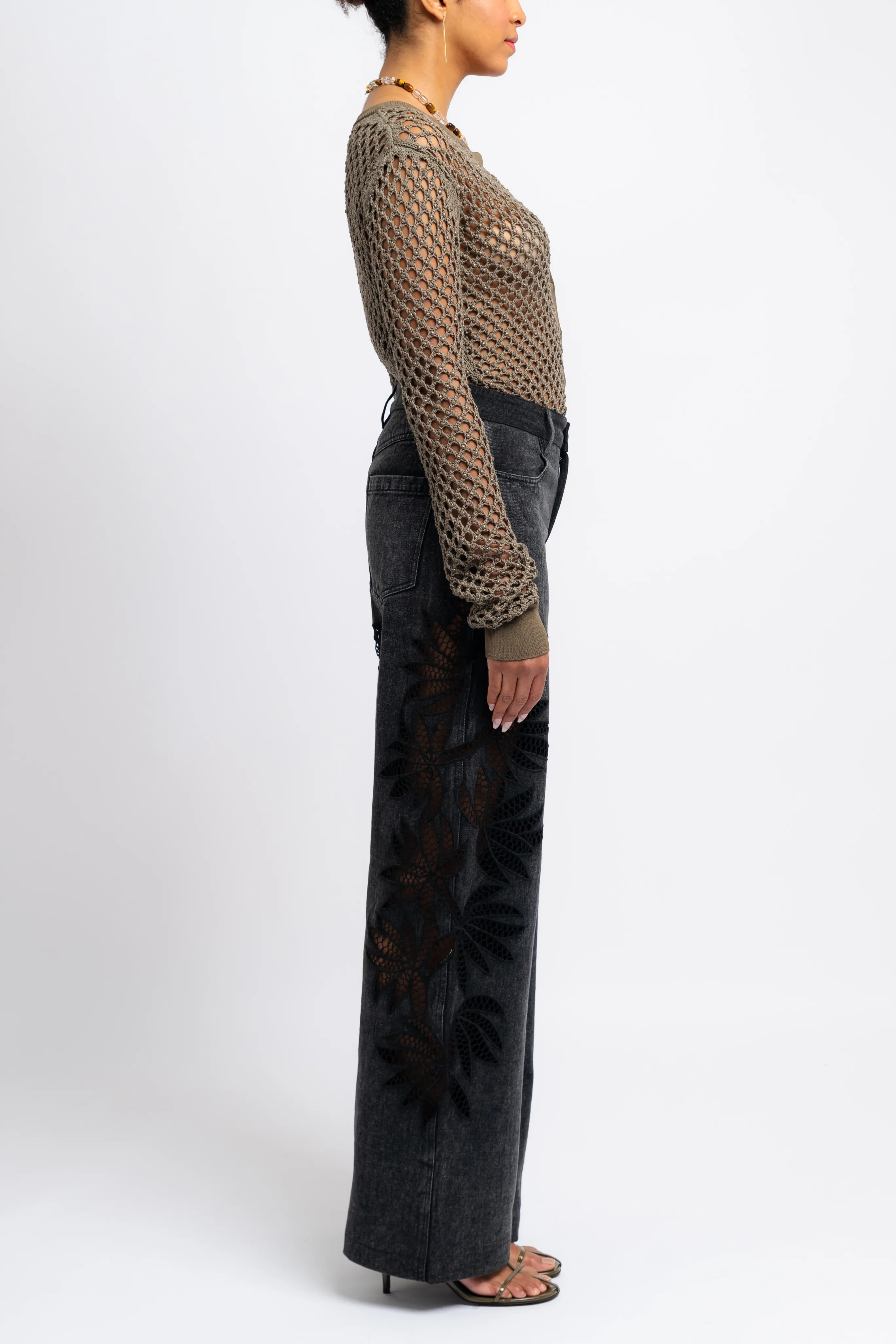 Stulla Crochet Black Jeans Natural Style Family Style Elegant
