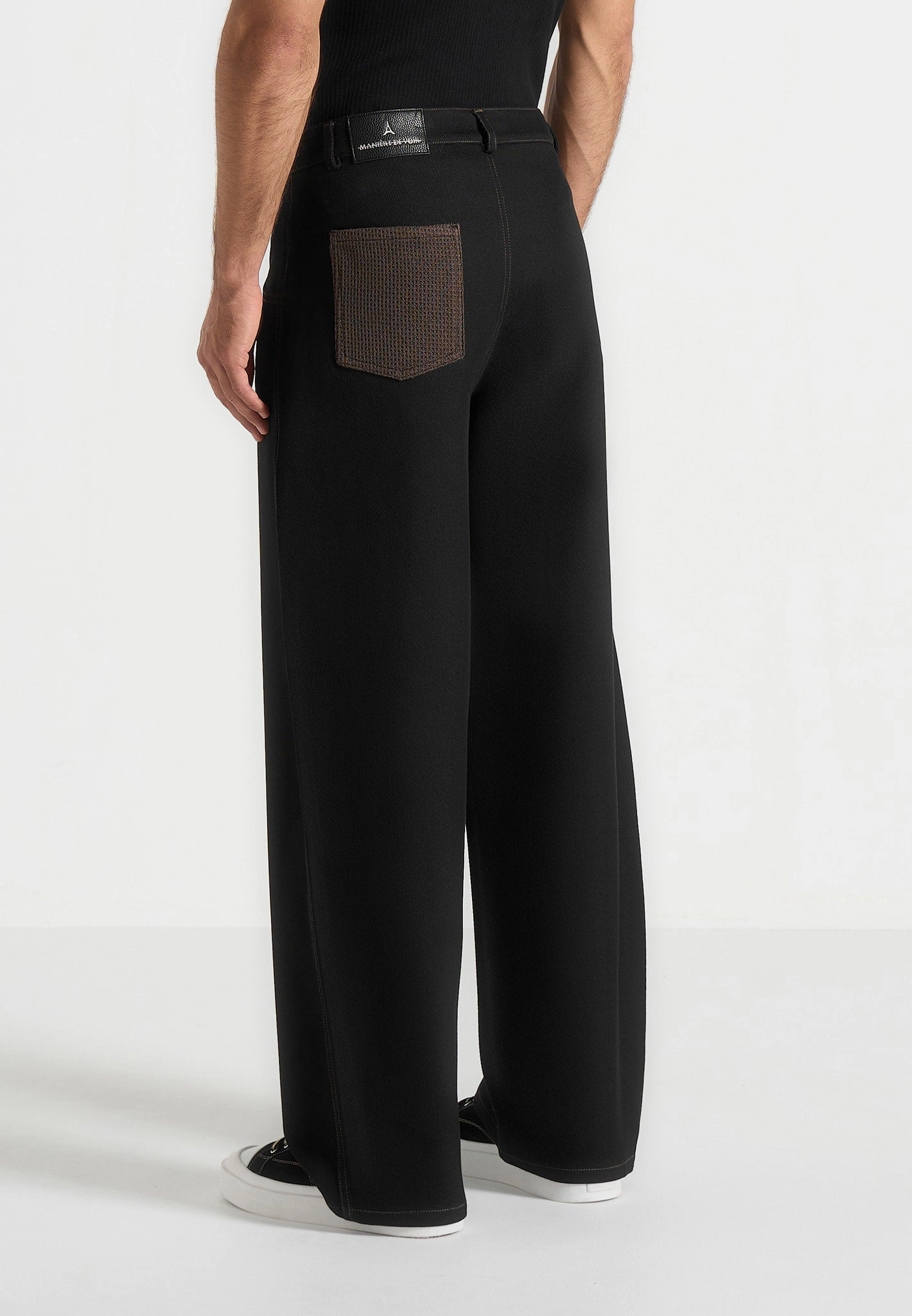 Lazare - Wide Leg Twill Jeans - Black Street Fashion Breathable Any Time Wear