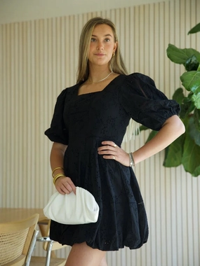 Perfectly Fit Look Black Eyelet Dress