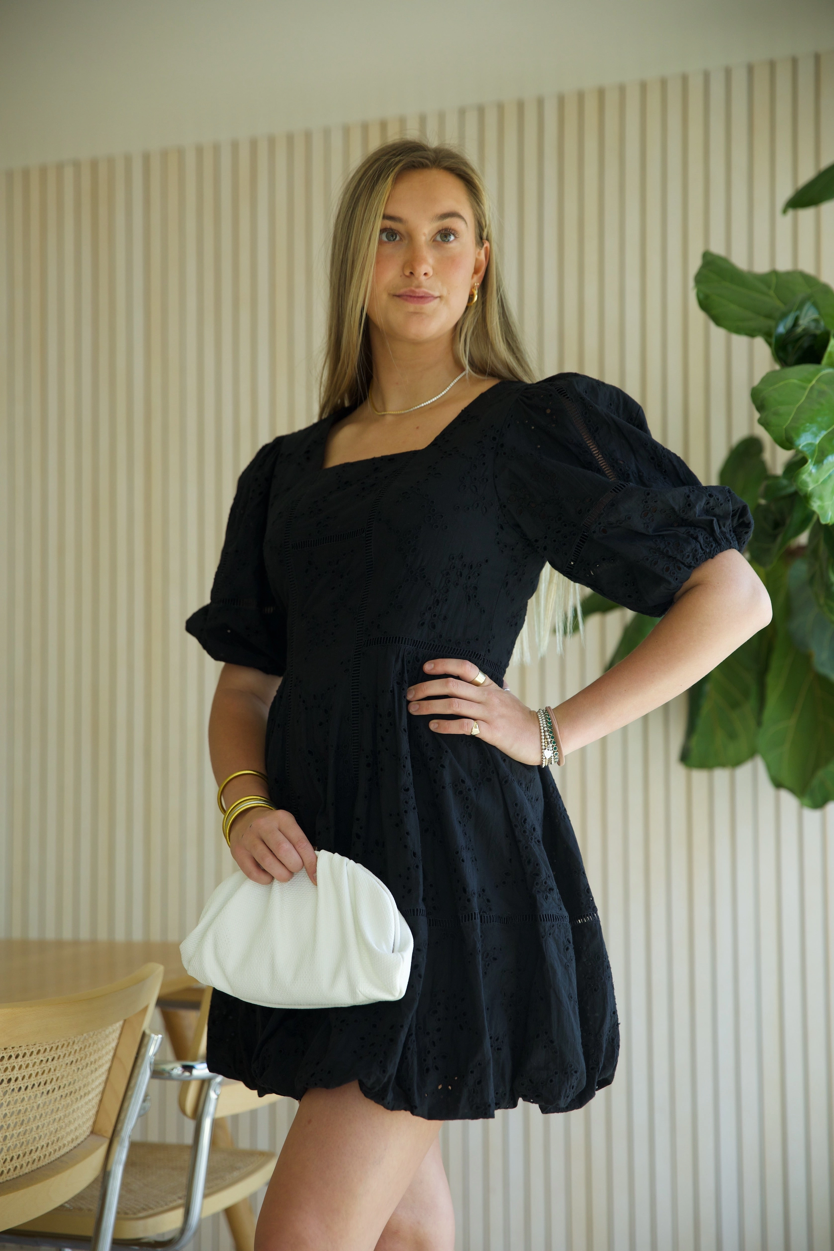 Black Eyelet Dress Smart Layer Wear Fresh Palette