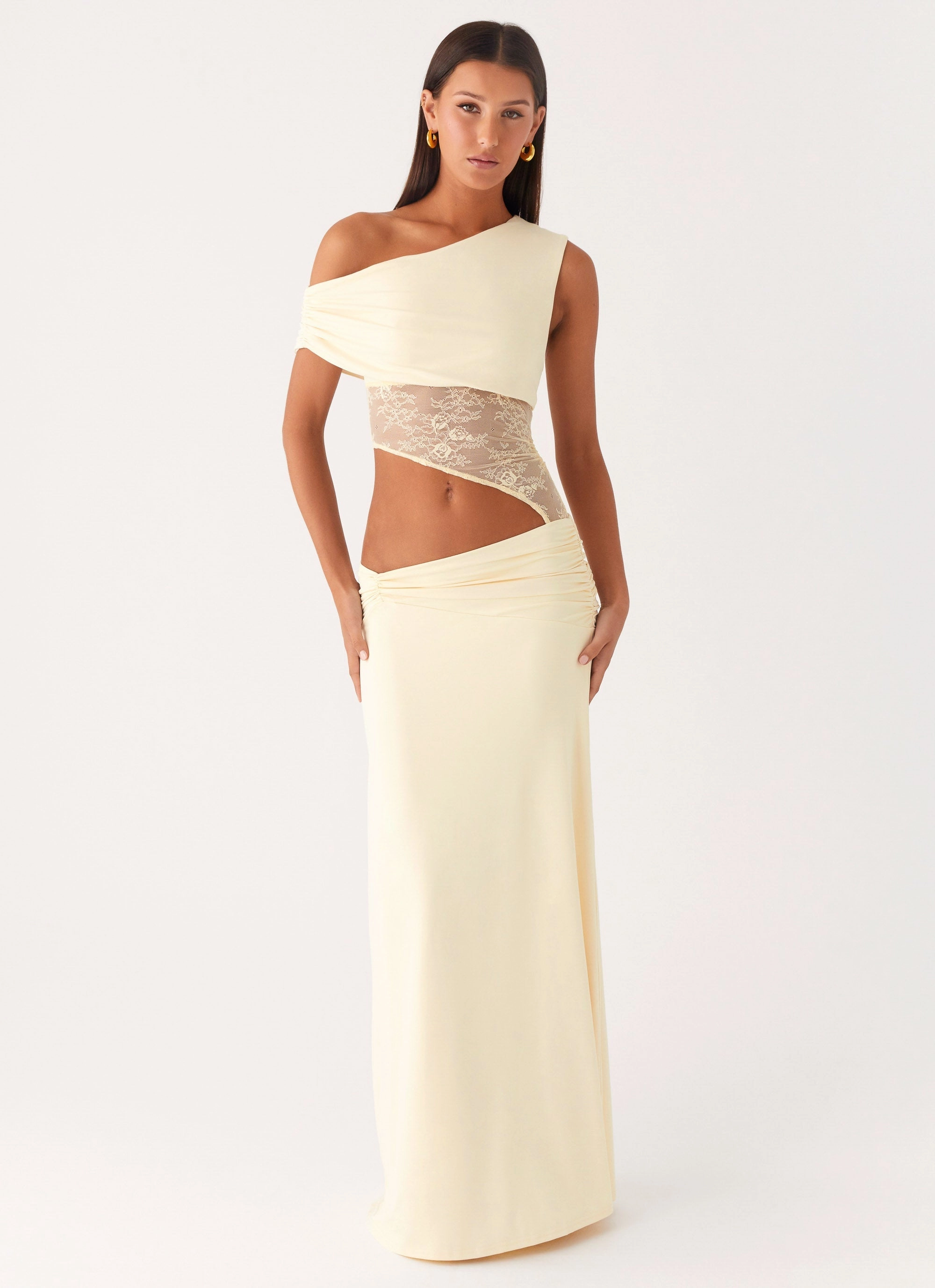 Trendy Waist Love Motion Maxi Dress - Lemon