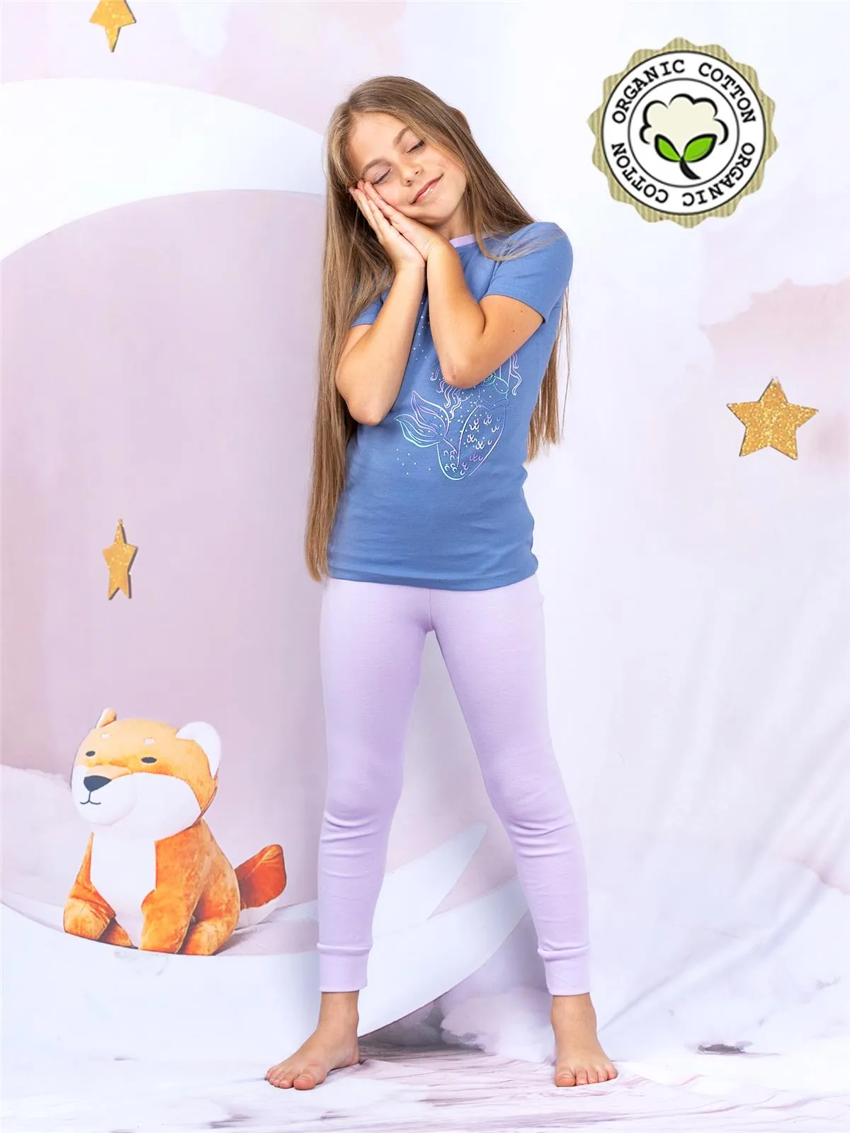 Prestigez Girls' Organic Cotton 2 Piece Pajama Set