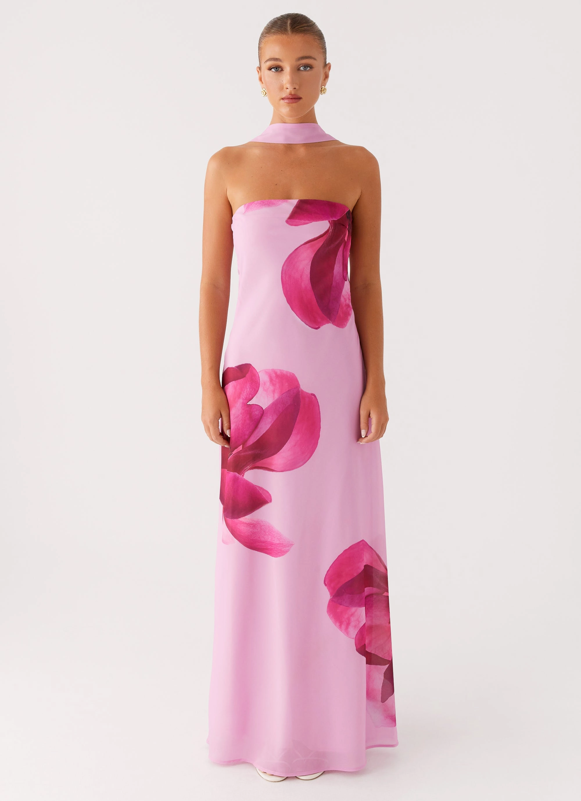Prim Maxi Dress - Pastel Pink Smart Blend Contrast-Piping