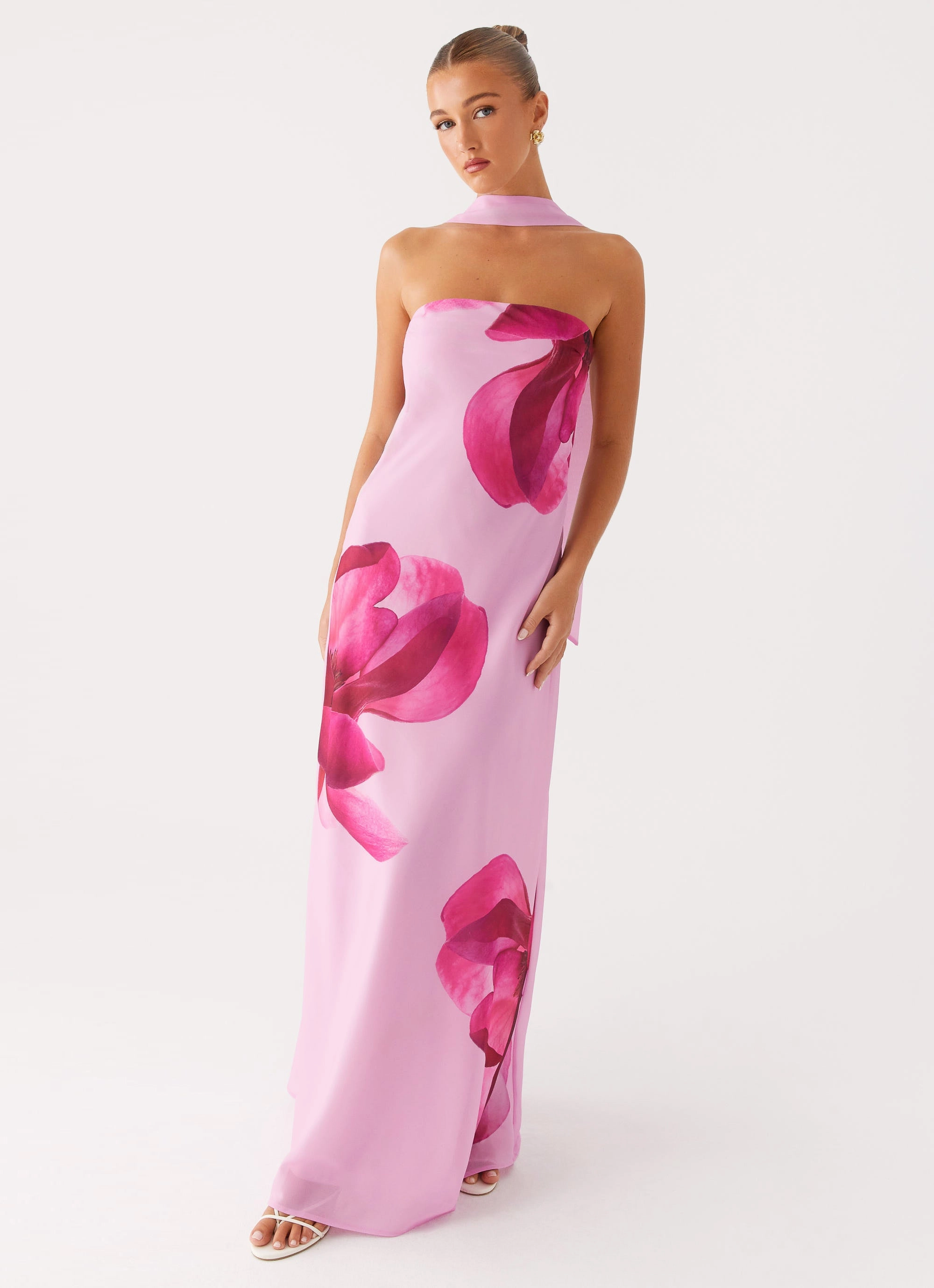 Relaxed Waist Prim Maxi Dress - Pastel Pink