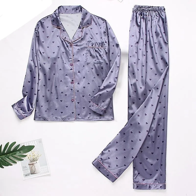 Printed Silk Satin Sleepwear Set