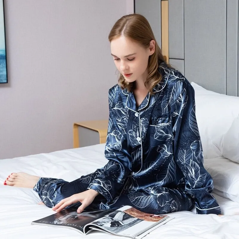 Printed Silk Satin Sleepwear Set