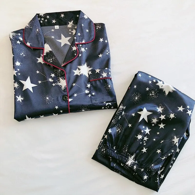 Printed Silk Satin Sleepwear Set