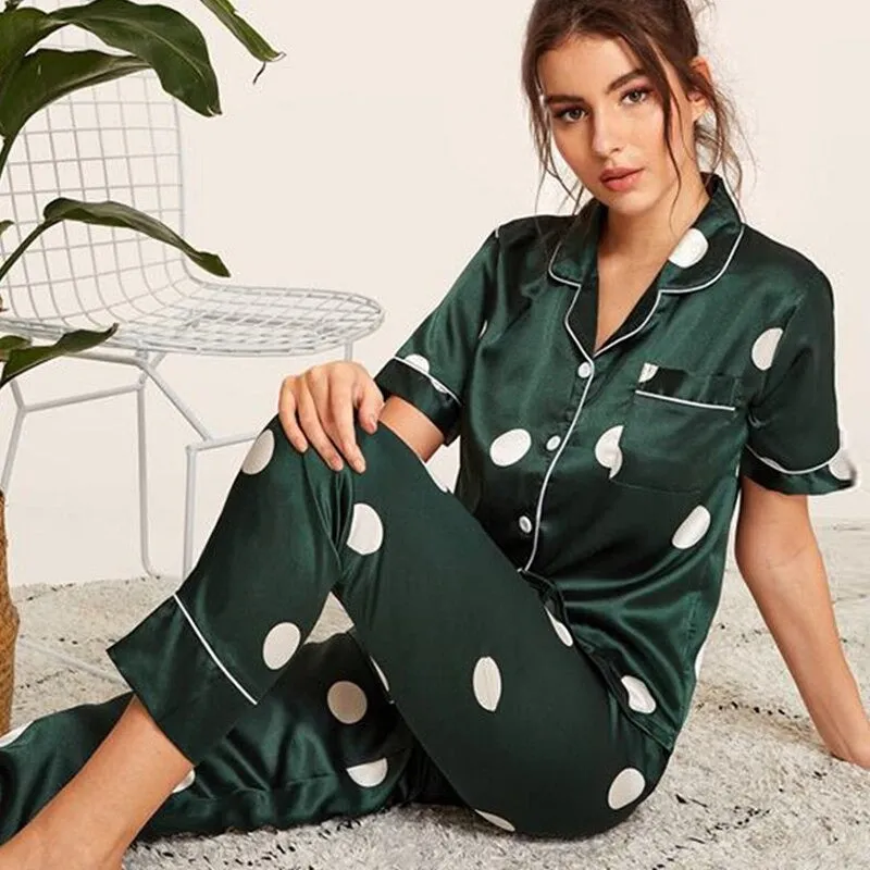 Printed Silk Satin Sleepwear Set