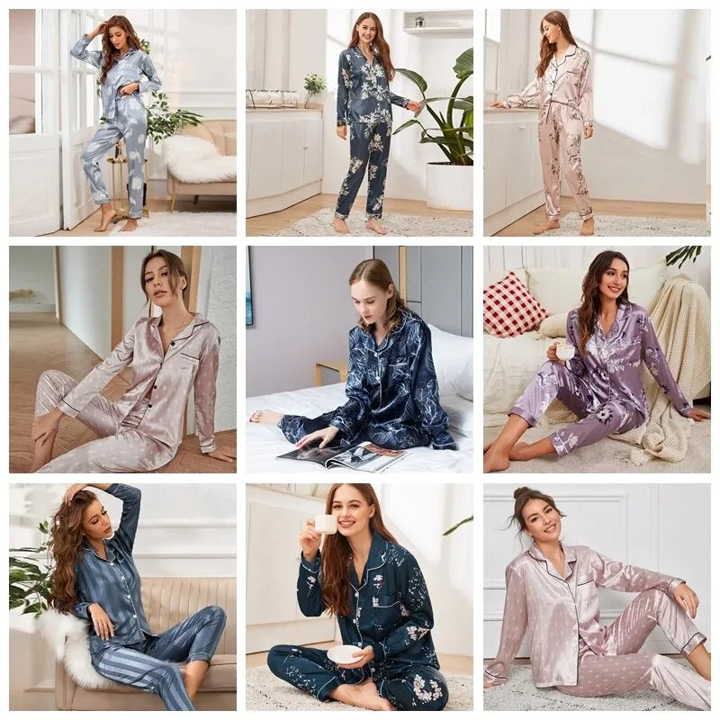 Printed Silk Satin Sleepwear Set