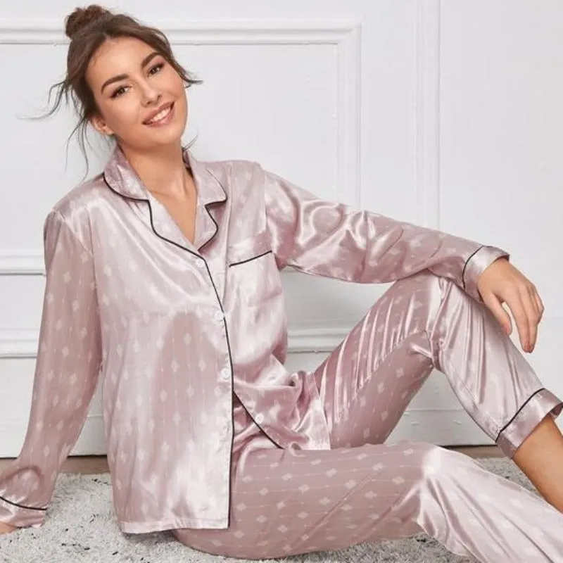 Printed Silk Satin Sleepwear Set