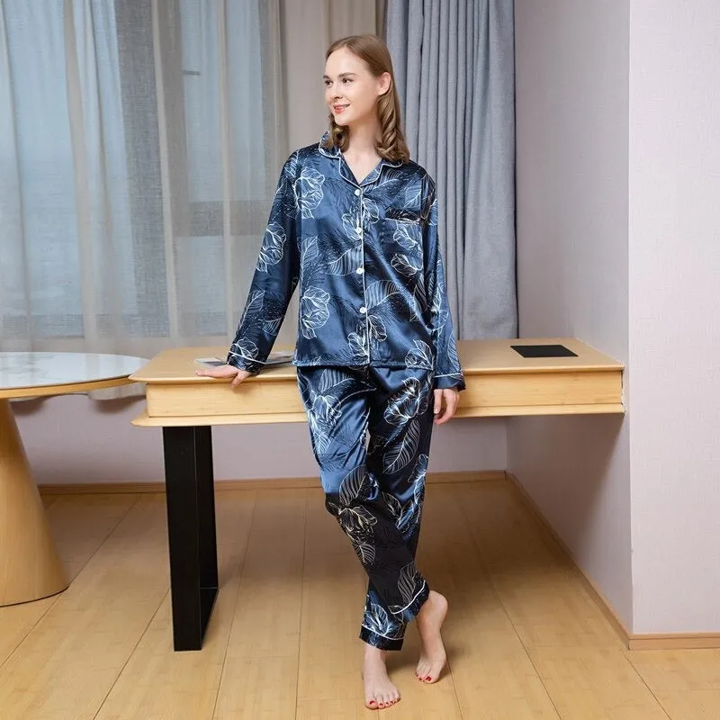 Printed Silk Satin Sleepwear Set