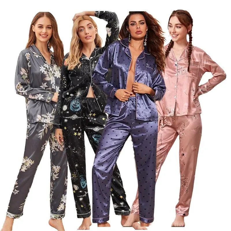 Printed Silk Satin Sleepwear Set