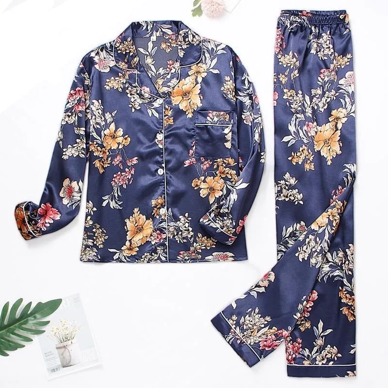 Printed Silk Satin Sleepwear Set