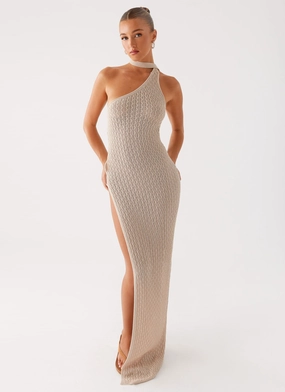 Carryn Knit Maxi Dress - Beige Sleek Movement