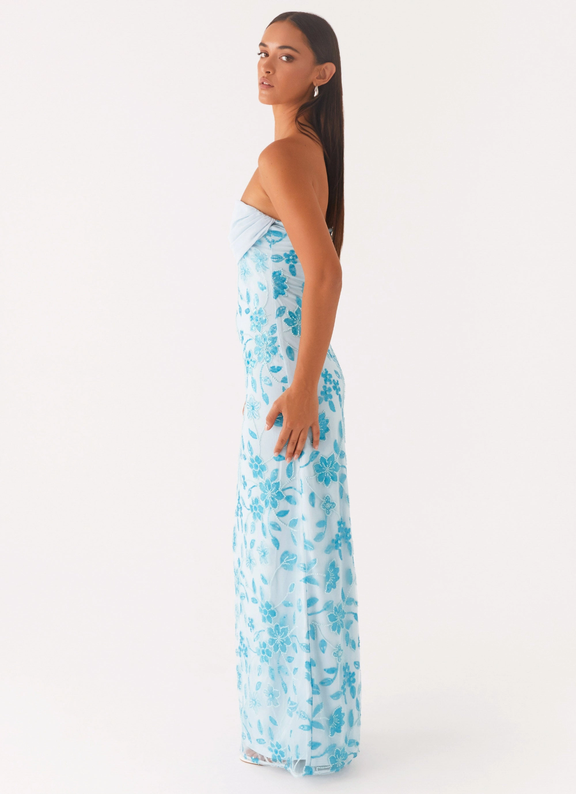 Vintage feel Weekend Ready Prism Beaded Maxi Dress - Blue