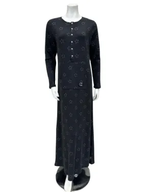 PRO247011 Grey Stars Waffle Button Down Nightgown