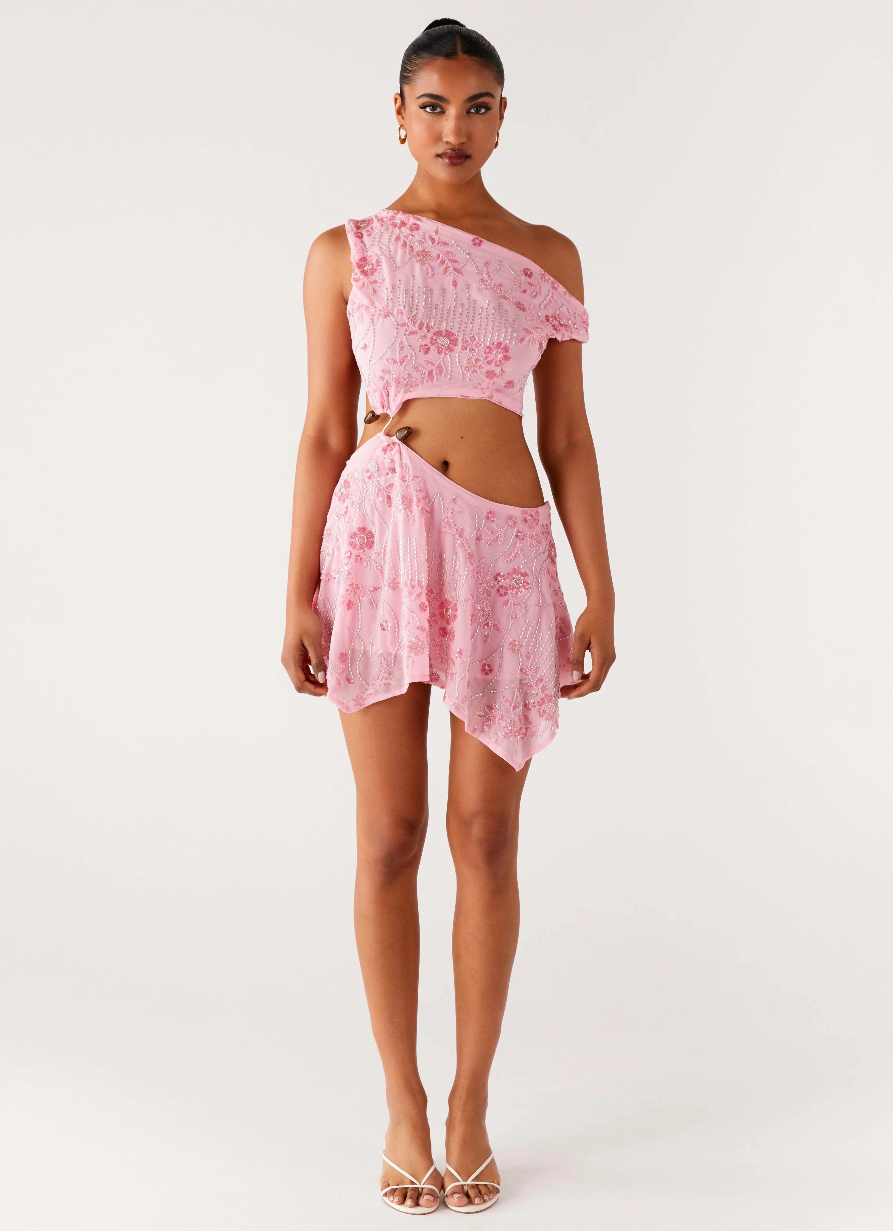 Aletta Sequin Mini Dress - Pink Global Style Shine Moment
