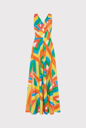 Comfortable Style Minimalist feel Catarina Multi Stripe Poplin Maxi Dress