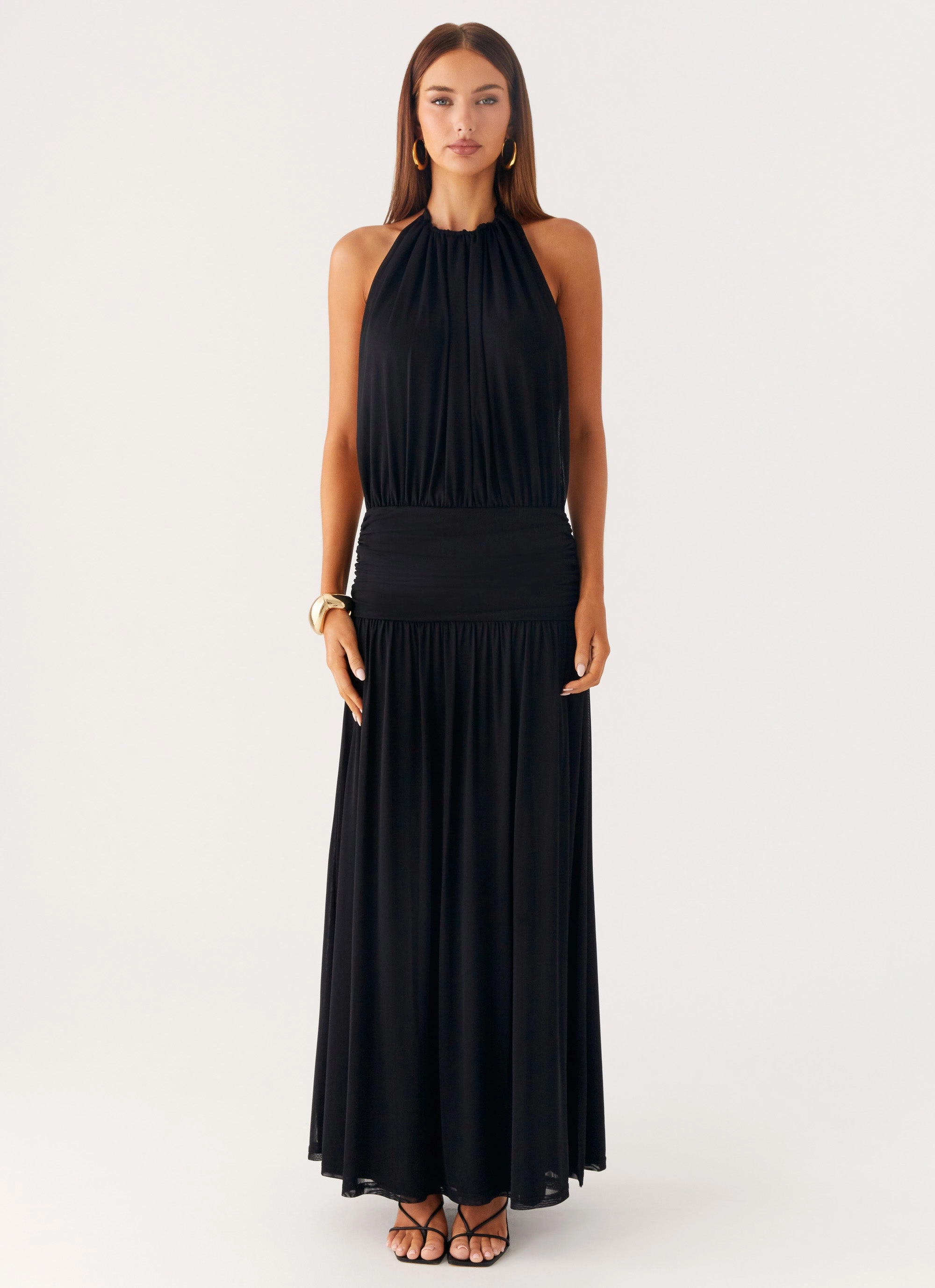 Flawless Construction Solena Halter Neck Maxi Dress - Black